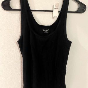Scoop-Neck Rib-Knit First Layer Tank Top for Women Black Size Medium